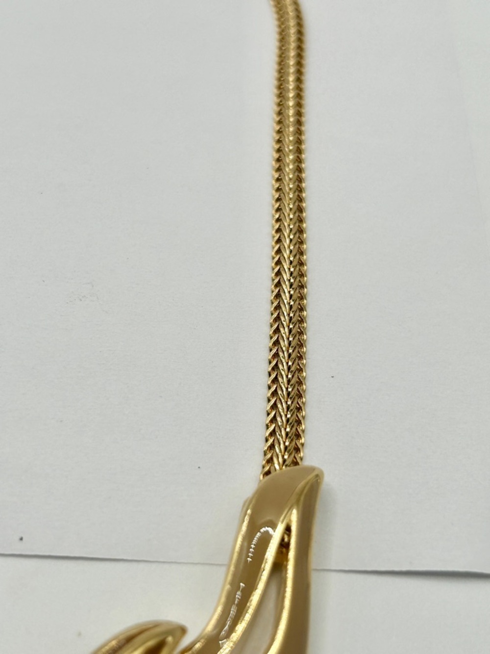 Vintage Gold Enamel Chain Necklace with Brown Tan Beige design - Picture 13 of 16